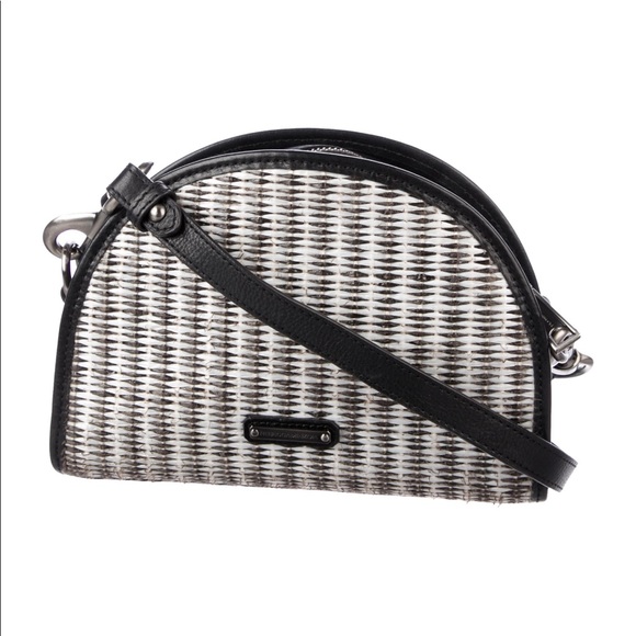 HP🌈REBECCA MINKOFF LeatherTrimmed Straw Crossbody - Picture 4 of 8